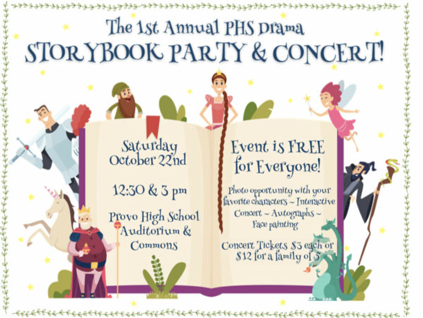 flyer for storybook party and concert