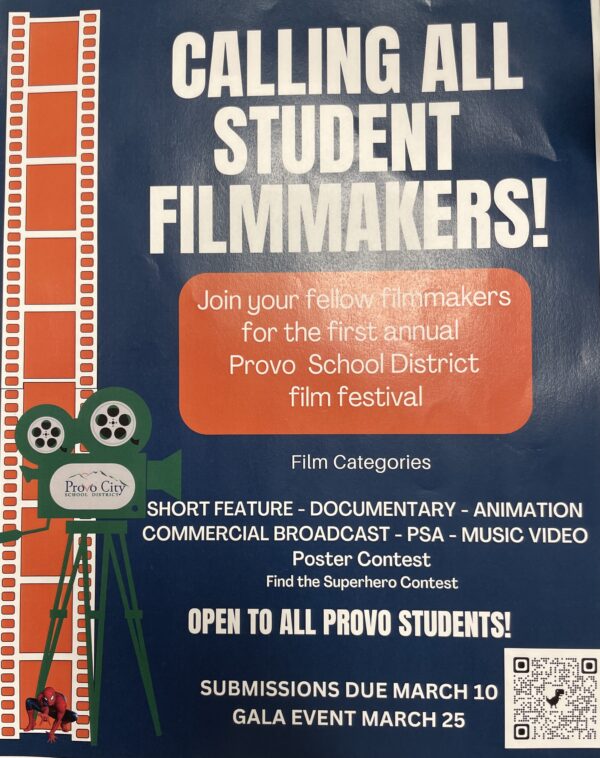flyer for Provo City School District film festival in March 2023